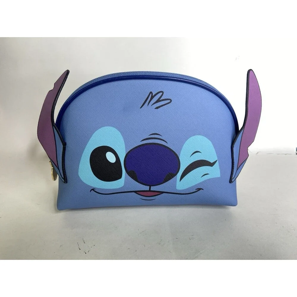 Disney Lilo & Stitch Cosmetic Make Up Bag Zip Pouch PU Faux Leather NEW